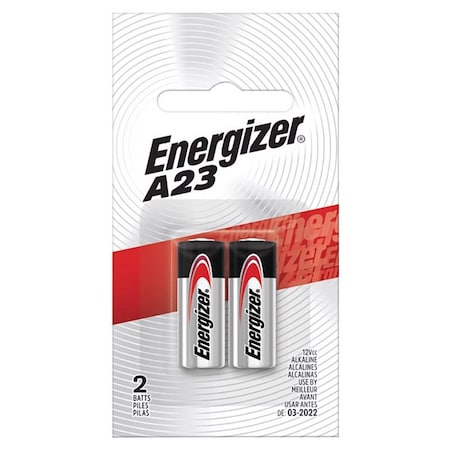 Energizer Energizer A23 Batteries, 2 Pack - For Multipurpose - 12 V DC - Alkaline Manganese Dioxide - 2-/ Pack A23BPZ-2